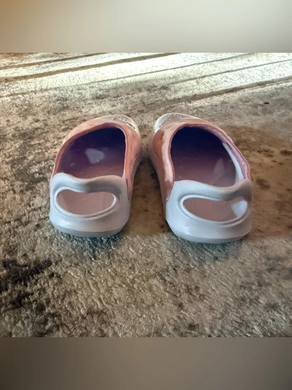 Nike Kids Light Pink and White Slip-On Sandals
